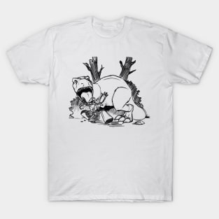 dinosaurs and robots - black version T-Shirt